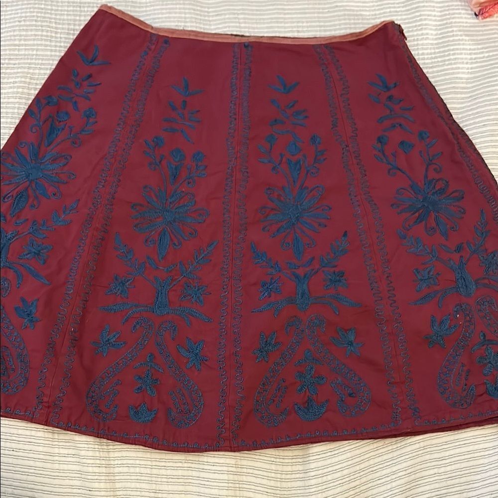 heart moon star, Embroidered Red Skirt blue embroidery size 0